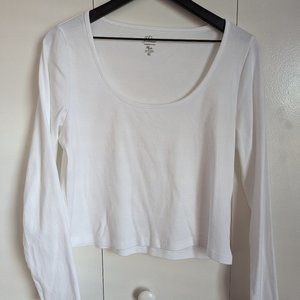 Scoopneck Ribbed Long-sleeve T-shirt